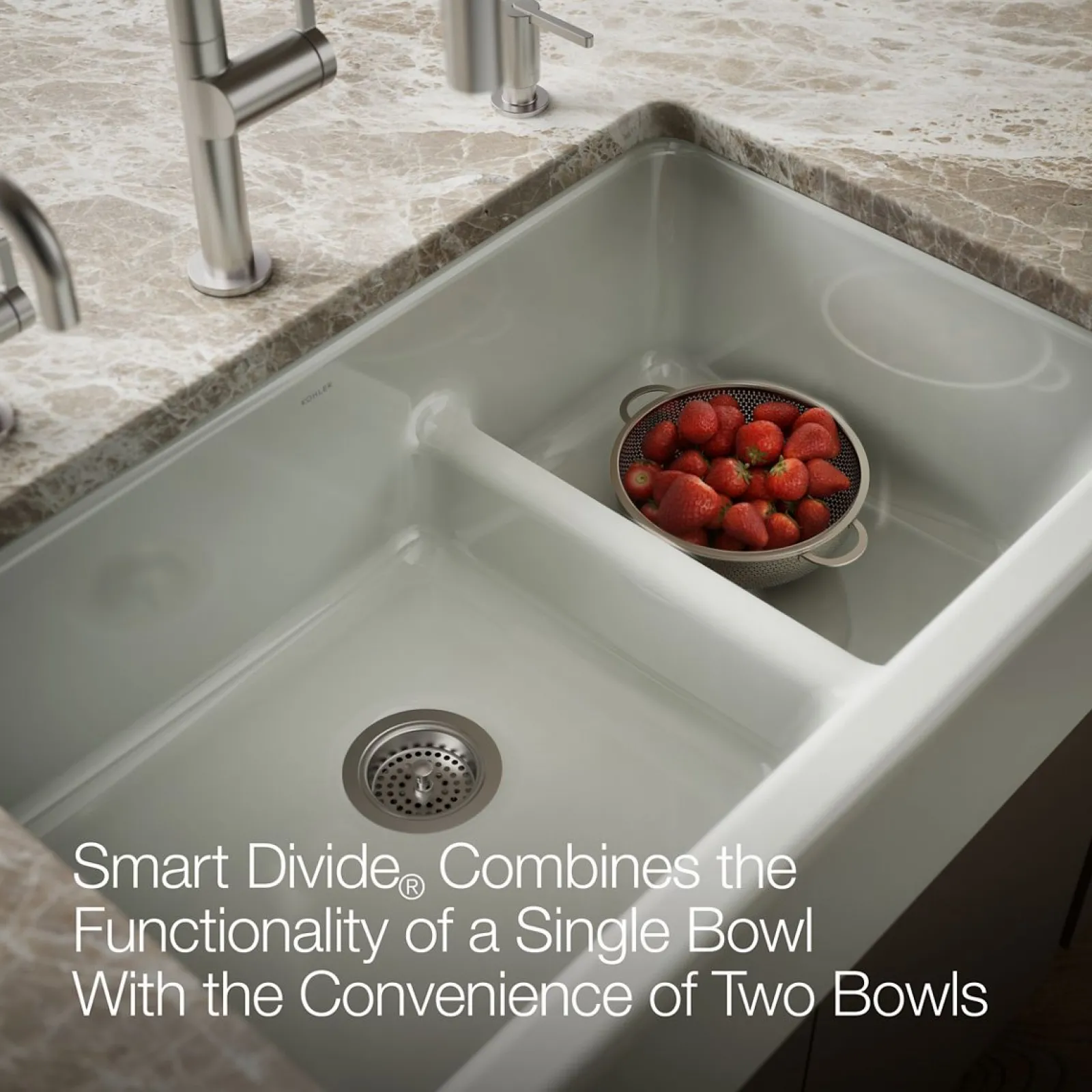 Smart Divide® 35-3/4" undermount double-bowl farmhouse kitchen sink^Kohler Outlet