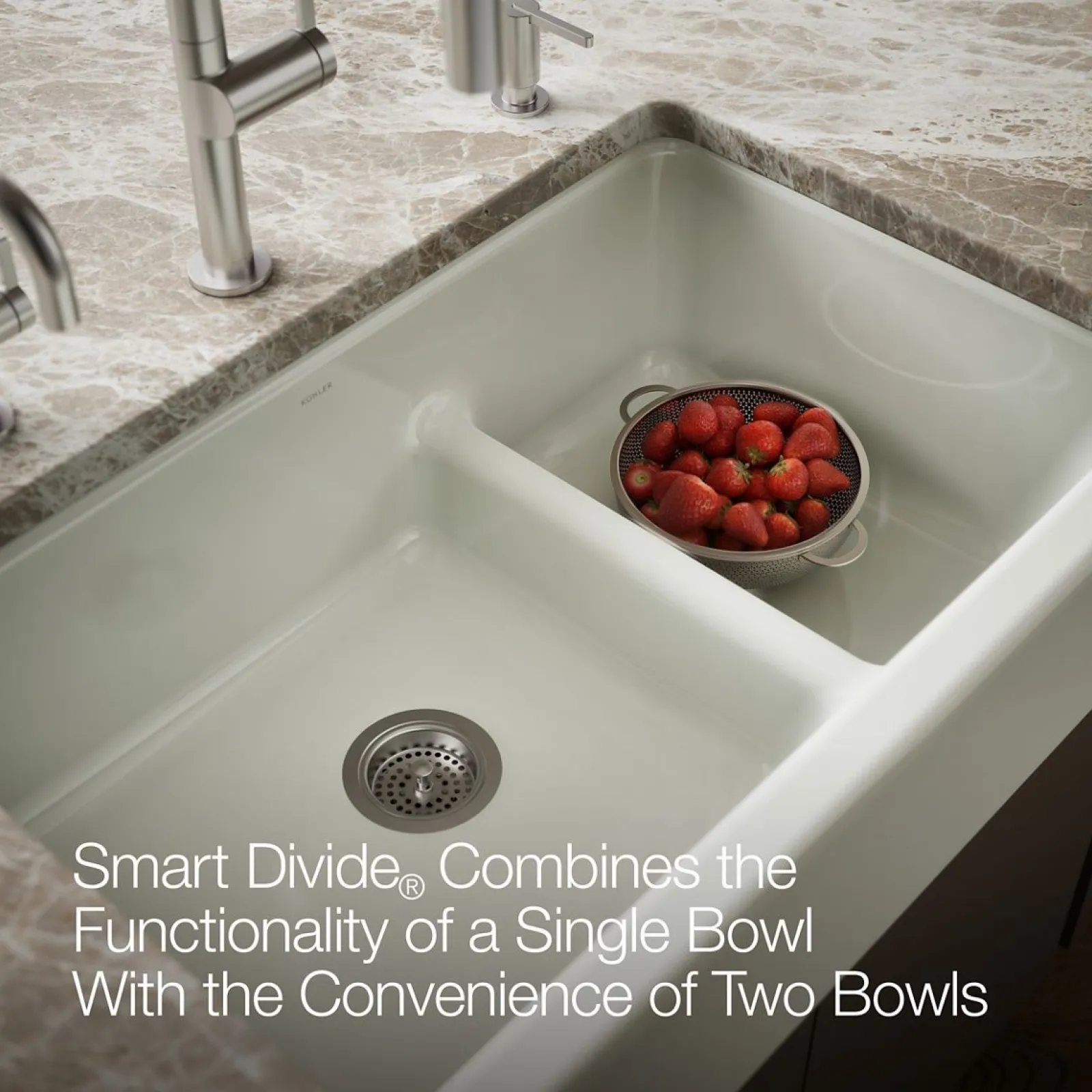 Smart Divide® 35-3/4" undermount double-bowl farmhouse kitchen sink^Kohler Outlet