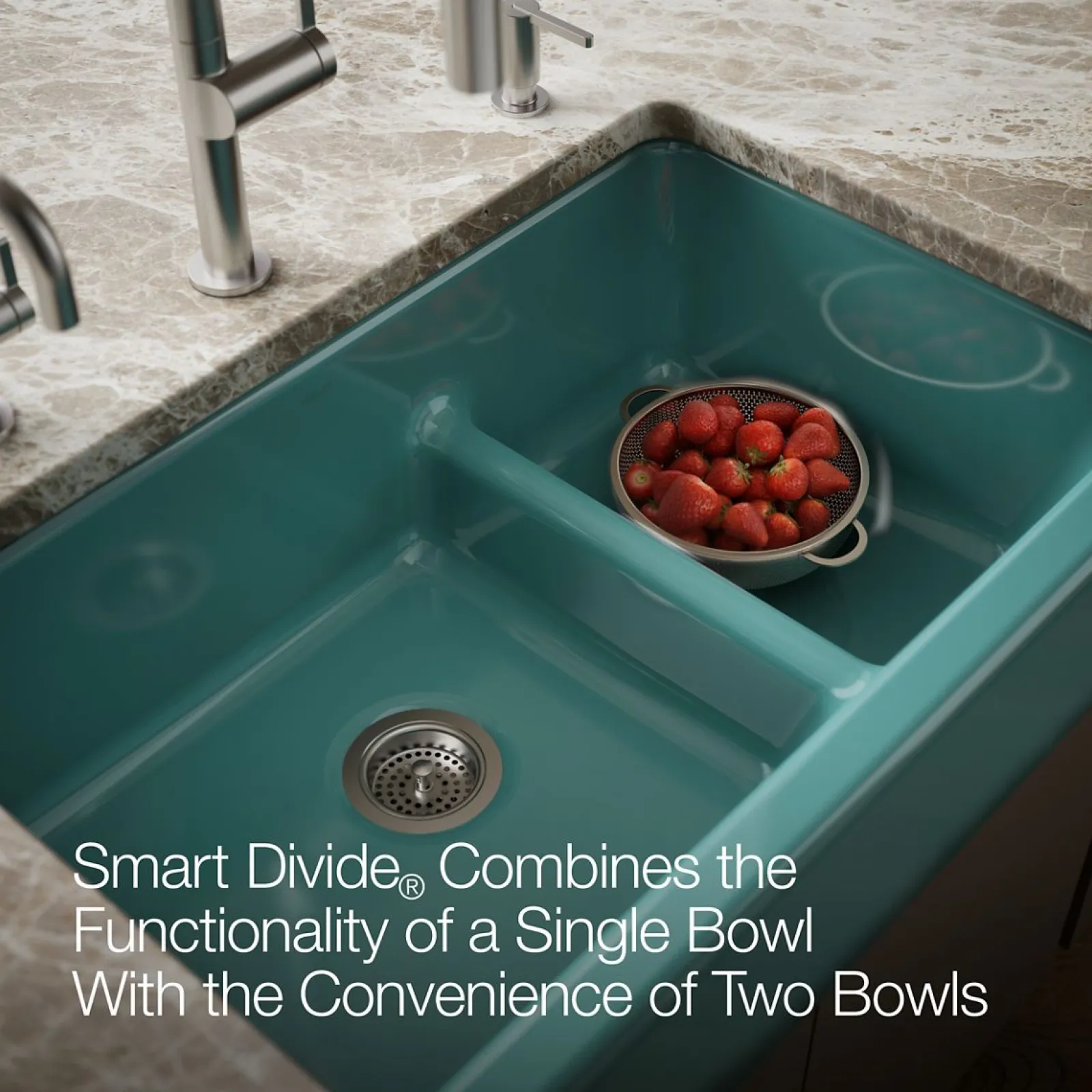 Smart Divide® 35-3/4" undermount double-bowl farmhouse kitchen sink^Kohler Outlet