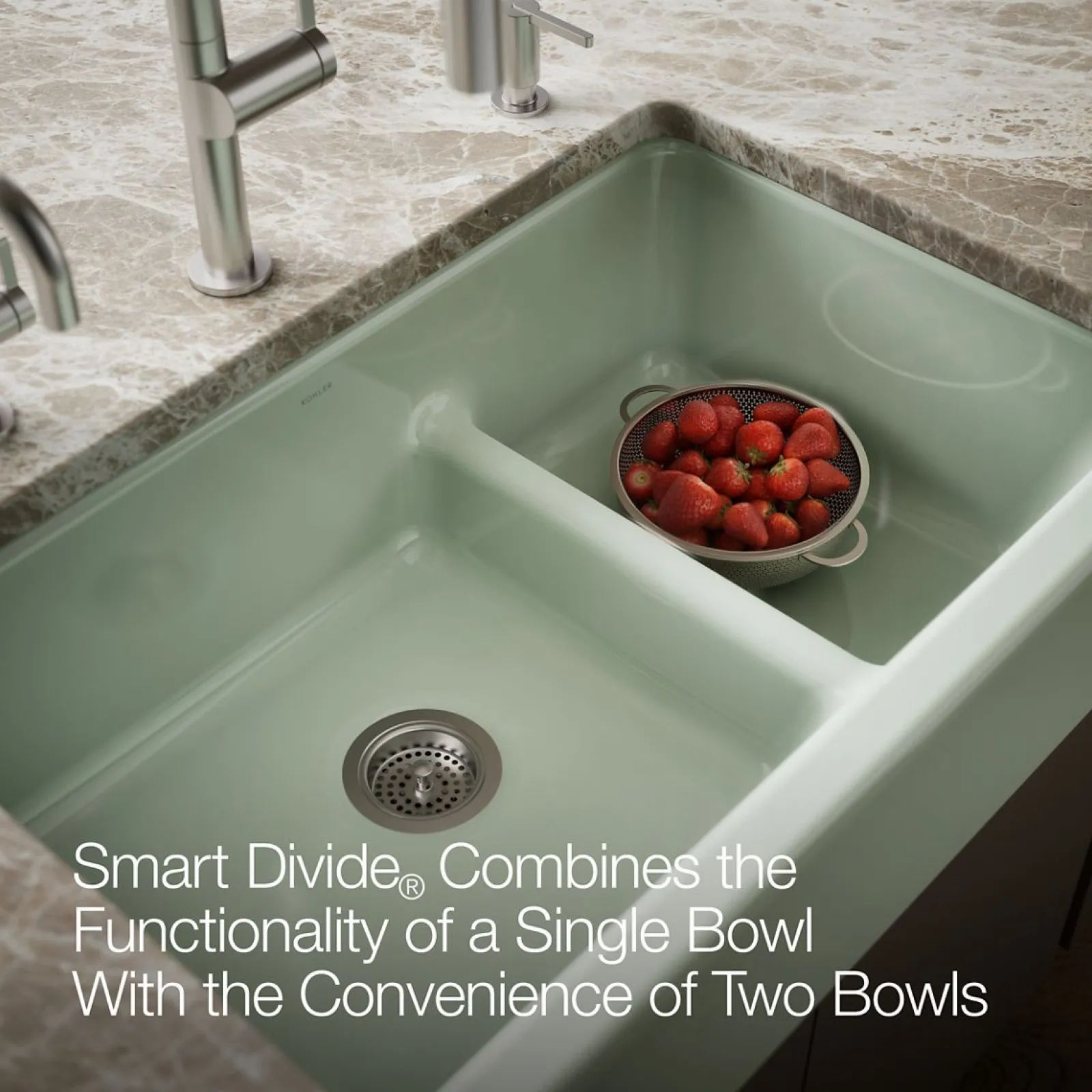 Smart Divide® 35-3/4" undermount double-bowl farmhouse kitchen sink^Kohler Outlet