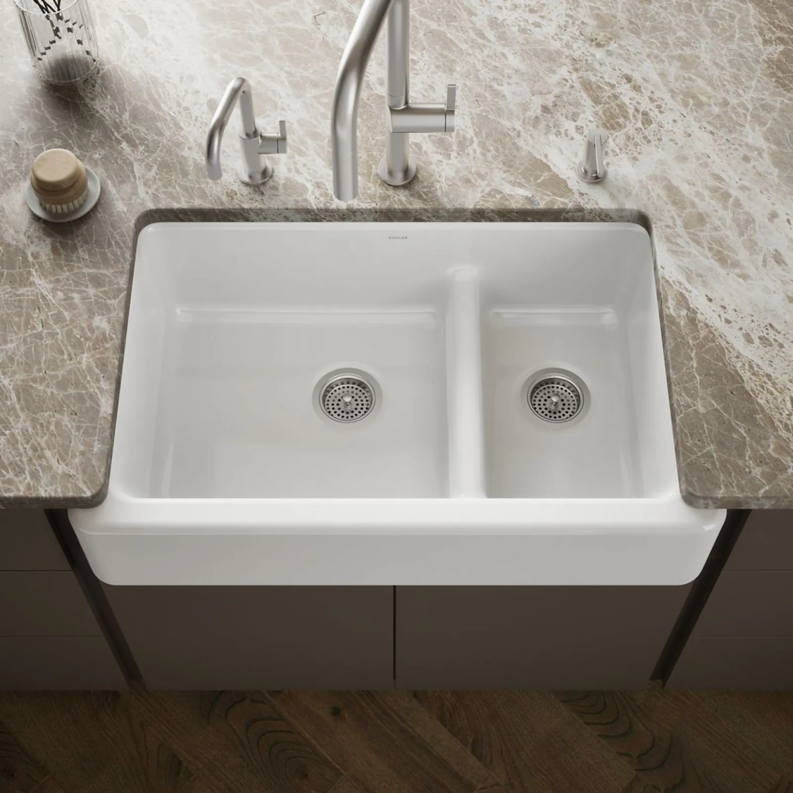 Smart Divide® 35-3/4" undermount double-bowl farmhouse kitchen sink^Kohler Outlet