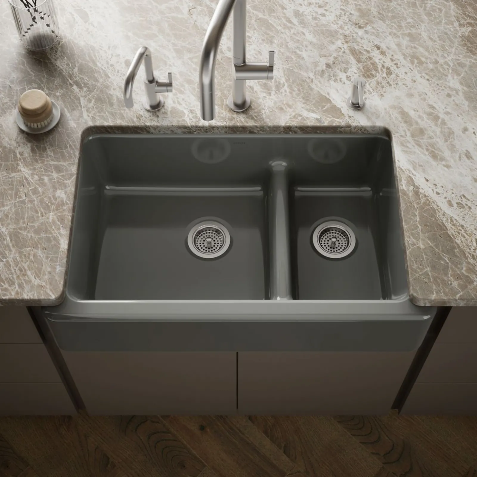 Smart Divide® 35-3/4" undermount double-bowl farmhouse kitchen sink^Kohler Outlet