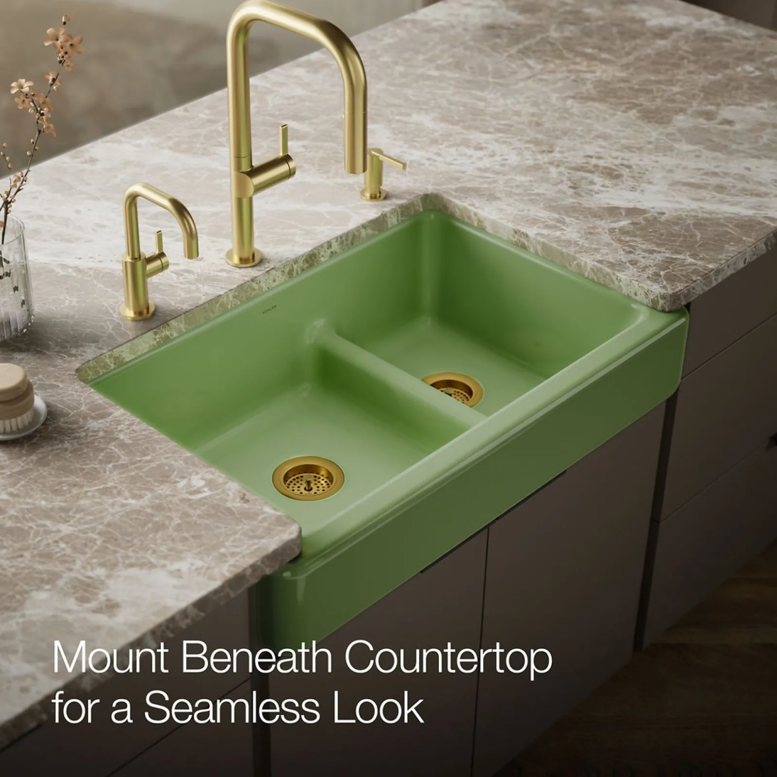 Smart Divide® 35-1/2" undermount double-bowl farmhouse kitchen sink with short apron^Kohler New