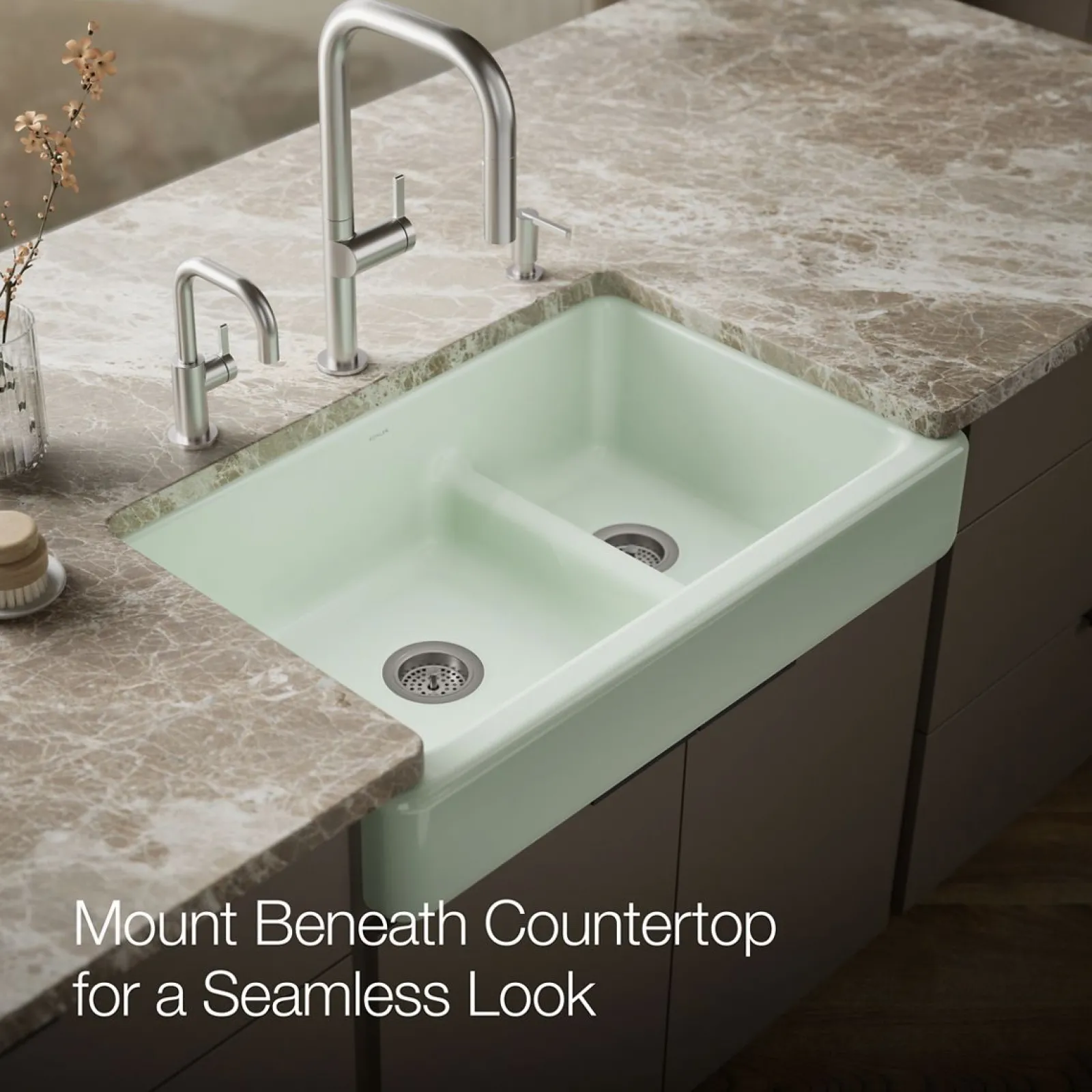 Smart Divide® 35-1/2" undermount double-bowl farmhouse kitchen sink with short apron^Kohler New