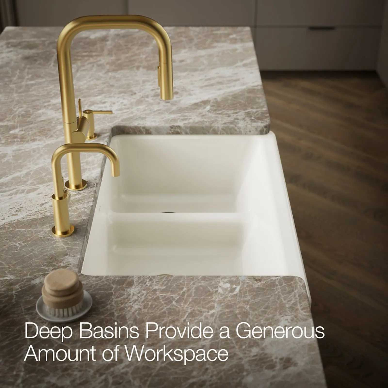 Smart Divide® 35-1/2" undermount double-bowl farmhouse kitchen sink with short apron^Kohler New