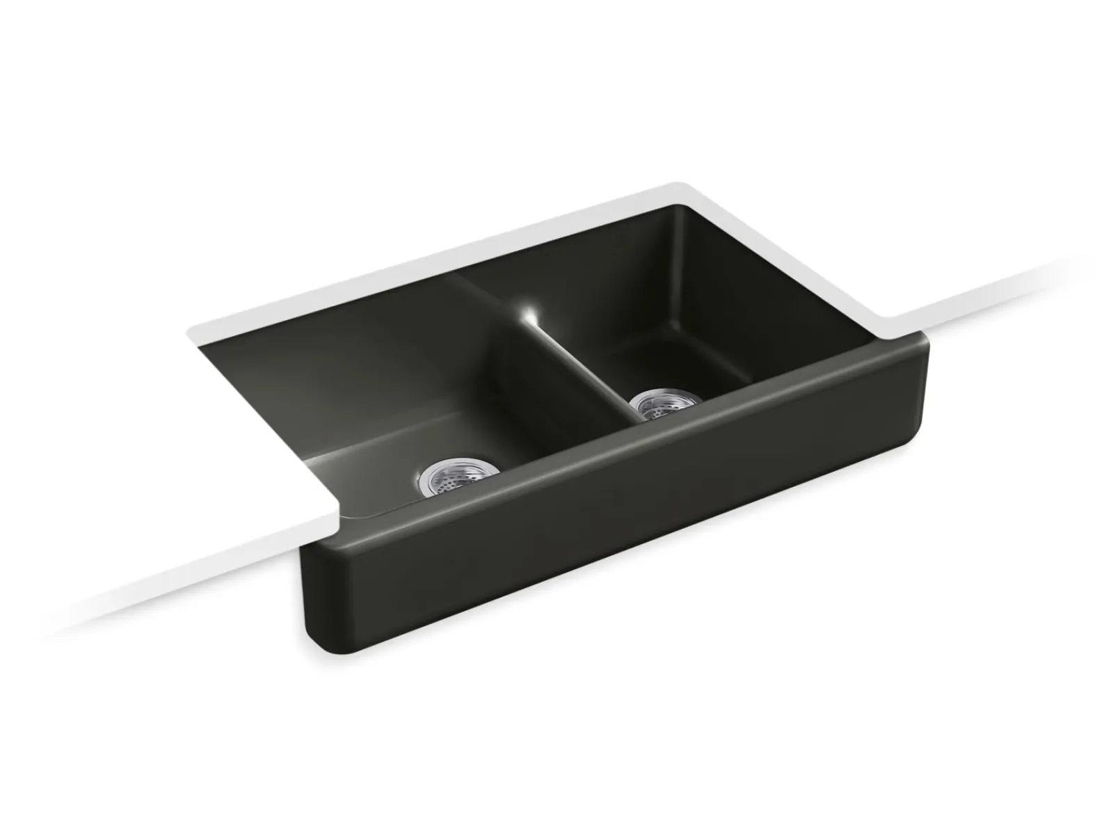 Smart Divide® 35-1/2" undermount double-bowl farmhouse kitchen sink with short apron^Kohler New