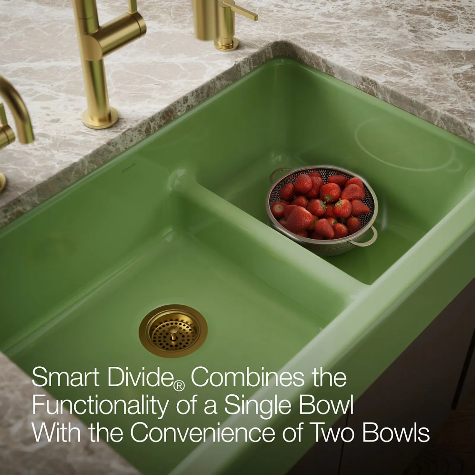 Smart Divide® 35-1/2" undermount double-bowl farmhouse kitchen sink with short apron^Kohler New