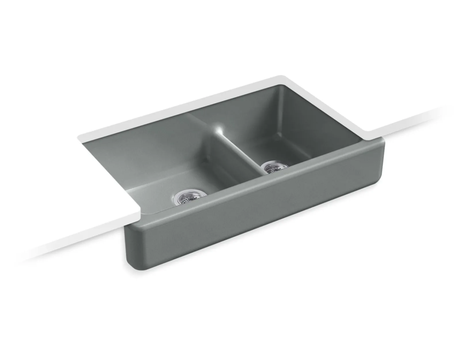Smart Divide® 35-1/2" undermount double-bowl farmhouse kitchen sink with short apron^Kohler New