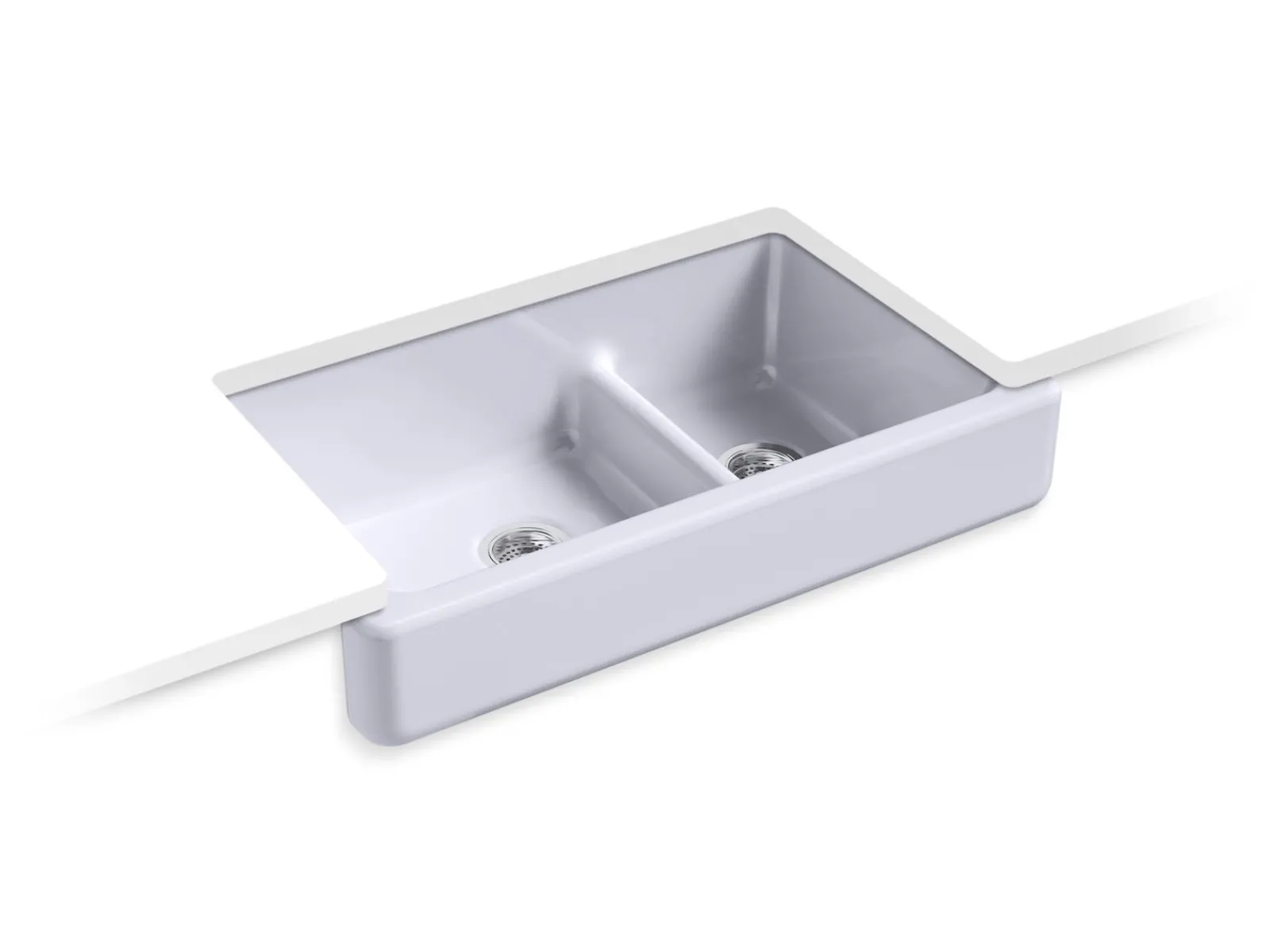 Smart Divide® 35-1/2" undermount double-bowl farmhouse kitchen sink with short apron^Kohler New