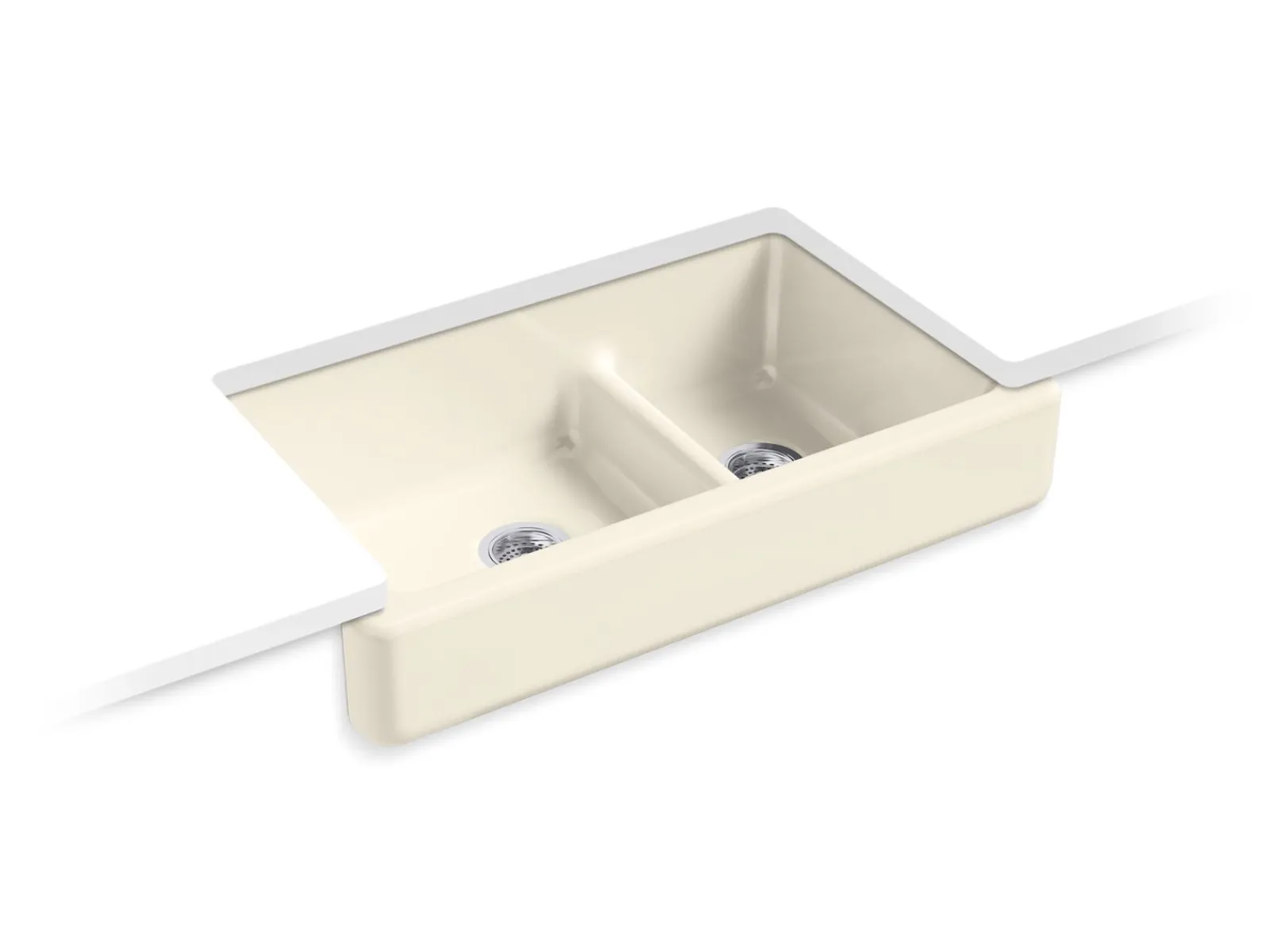 Smart Divide® 35-1/2" undermount double-bowl farmhouse kitchen sink with short apron^Kohler New
