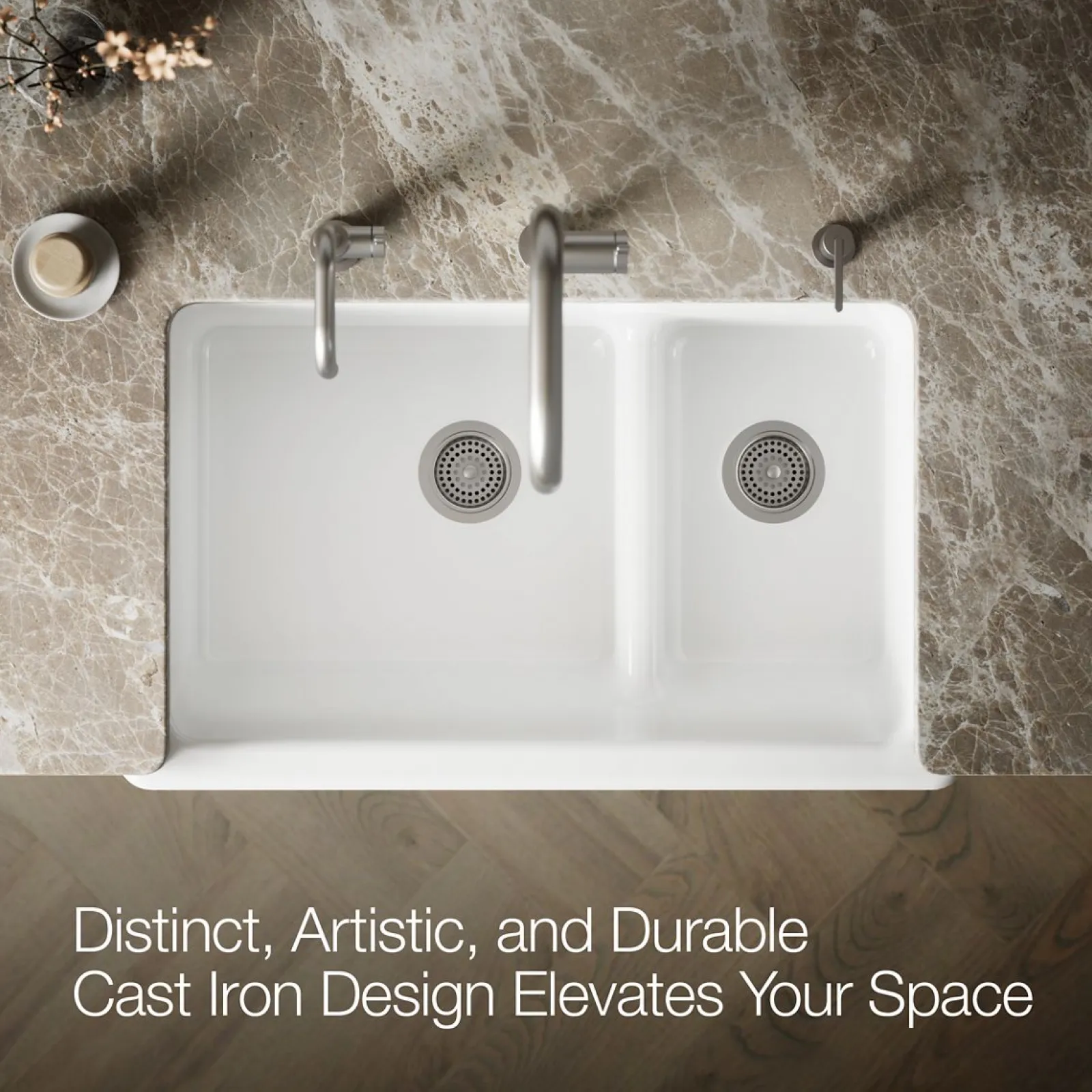 Smart Divide® 35-1/2" undermount double-bowl farmhouse kitchen sink with short apron^Kohler New