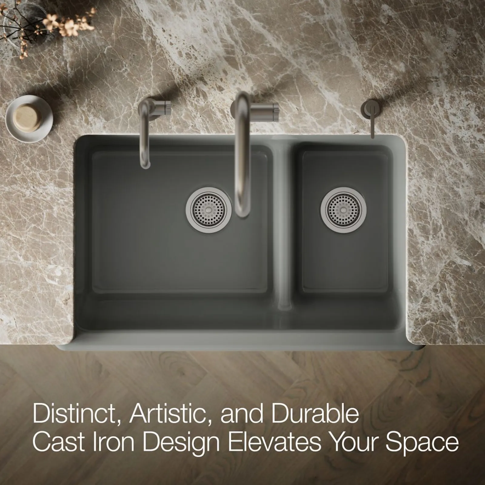 Smart Divide® 35-1/2" undermount double-bowl farmhouse kitchen sink with short apron^Kohler New