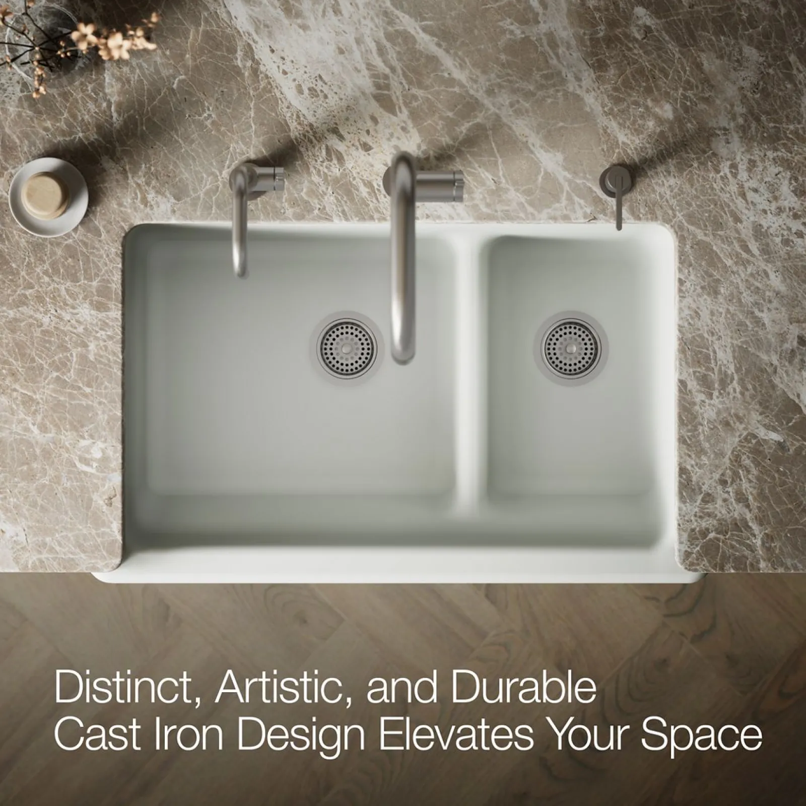Smart Divide® 35-1/2" undermount double-bowl farmhouse kitchen sink with short apron^Kohler New