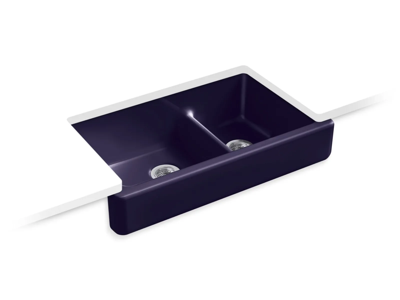 Smart Divide® 35-1/2" undermount double-bowl farmhouse kitchen sink with short apron^Kohler New