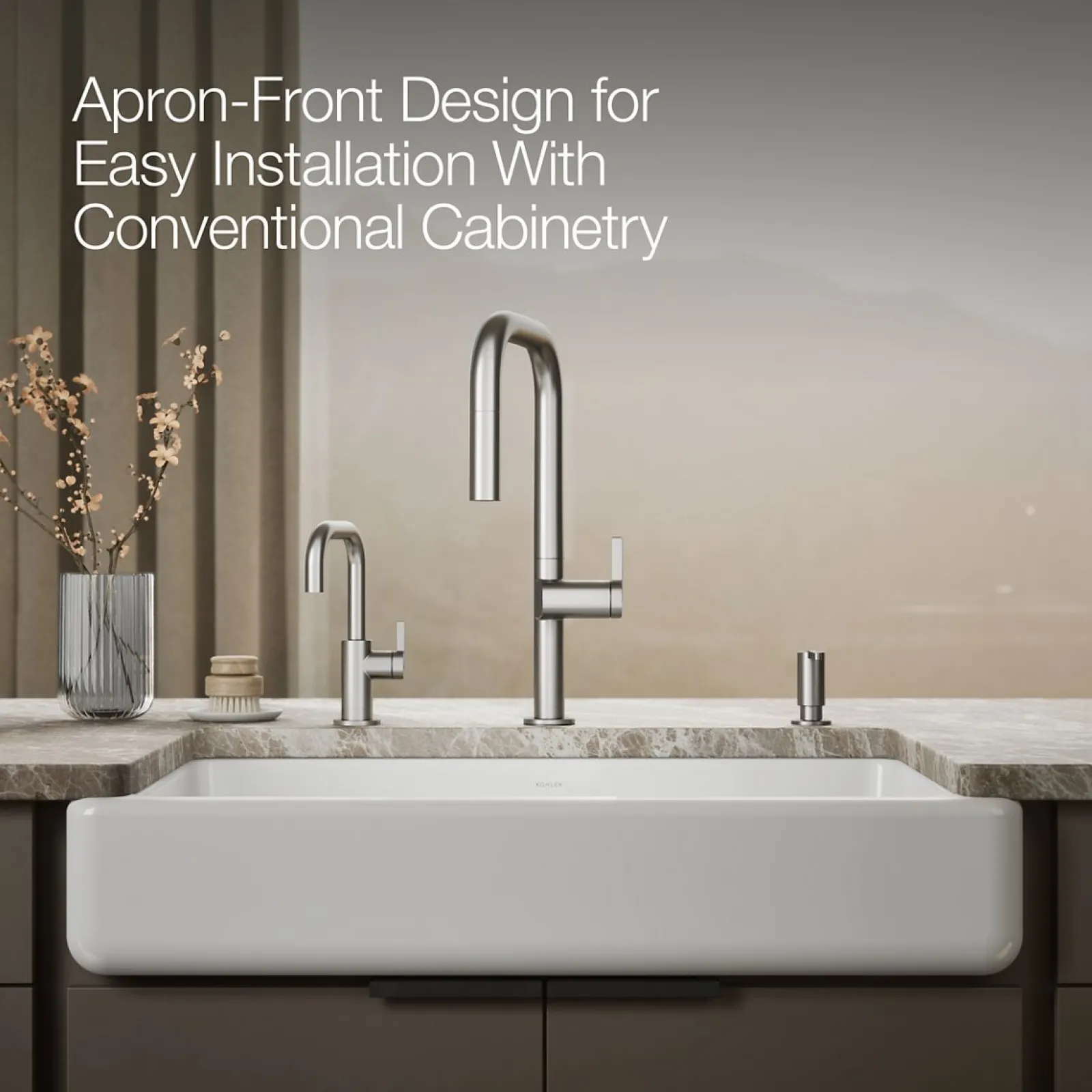 Smart Divide® 35-1/2" undermount double-bowl farmhouse kitchen sink with short apron^Kohler New