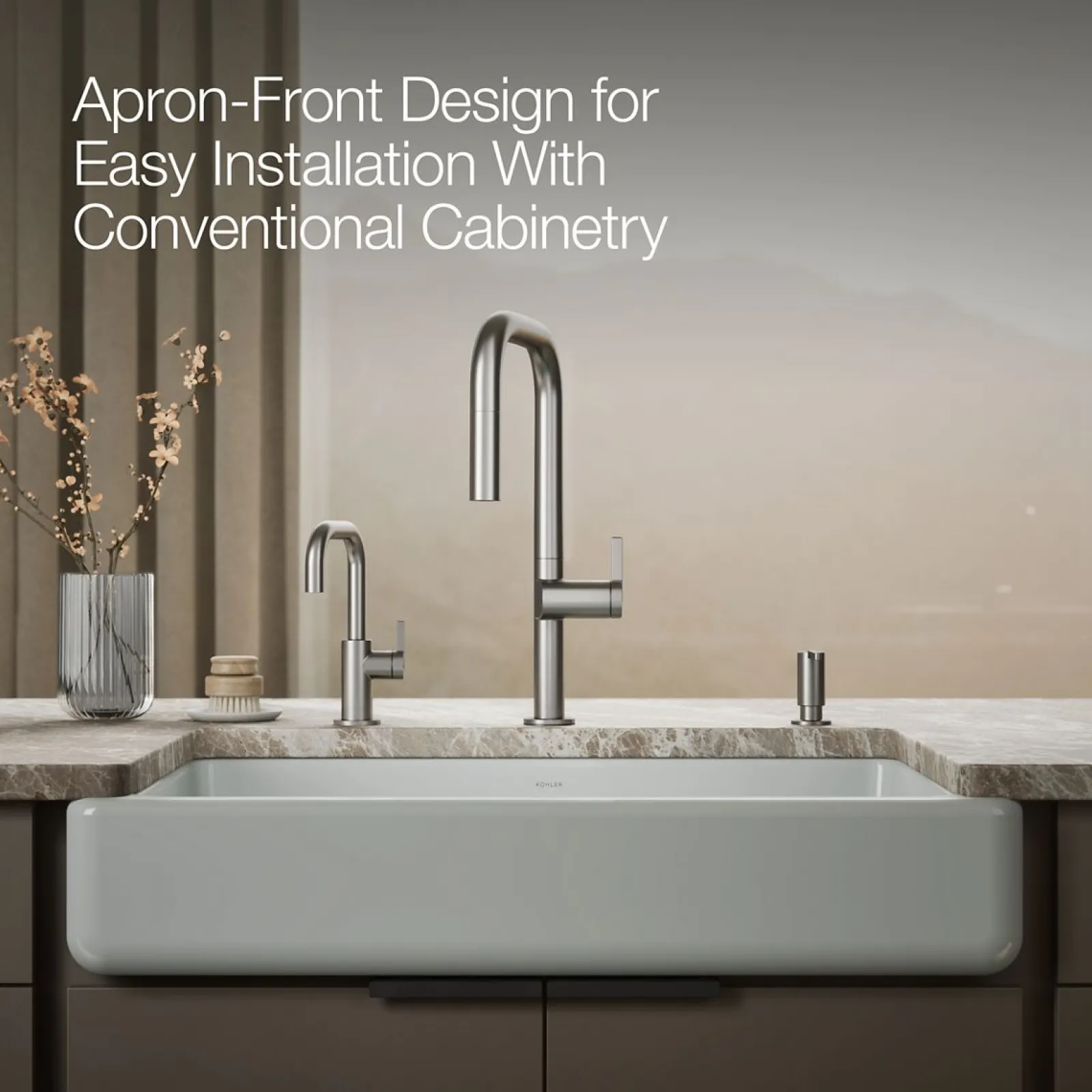 Smart Divide® 35-1/2" undermount double-bowl farmhouse kitchen sink with short apron^Kohler New