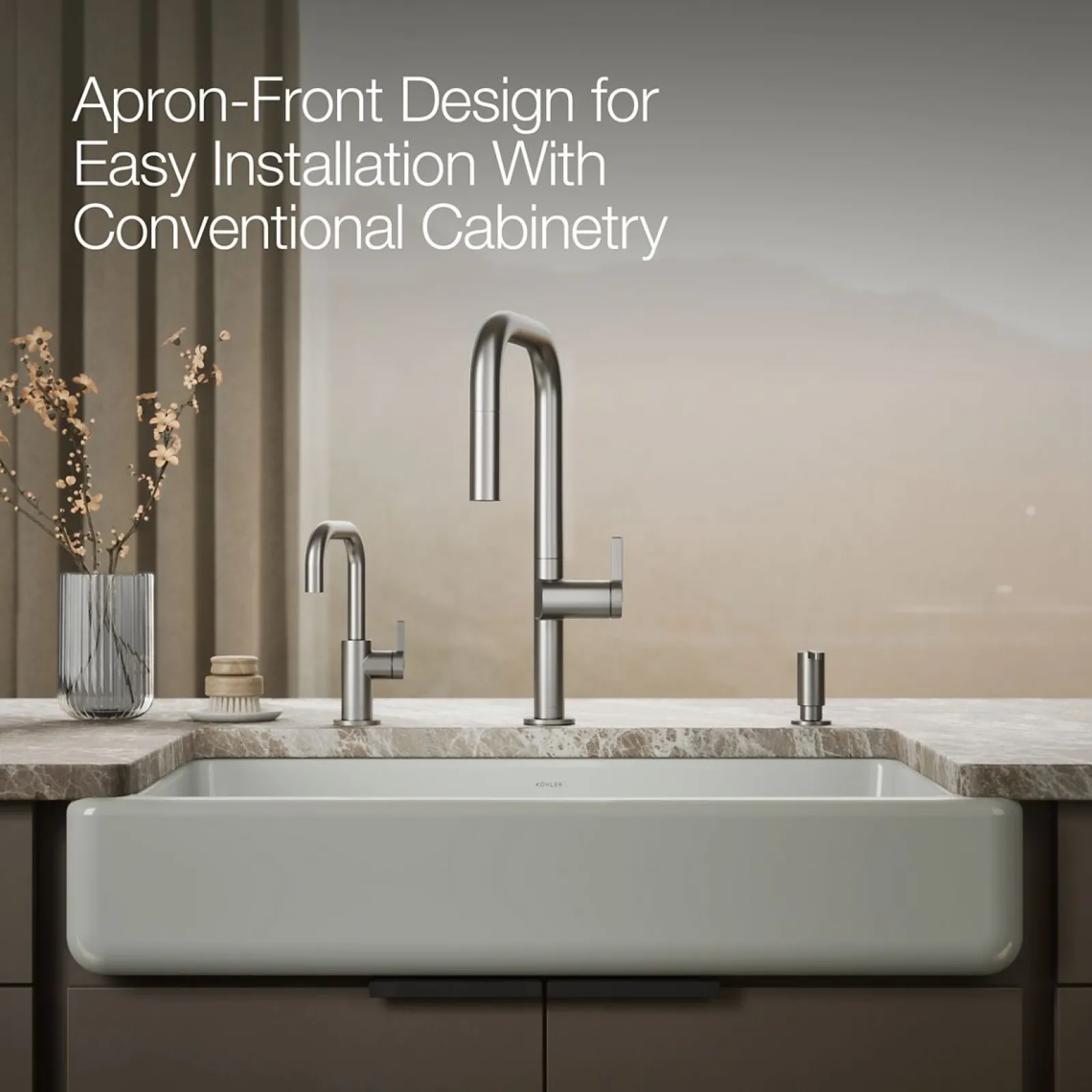 Smart Divide® 35-1/2" undermount double-bowl farmhouse kitchen sink with short apron^Kohler New