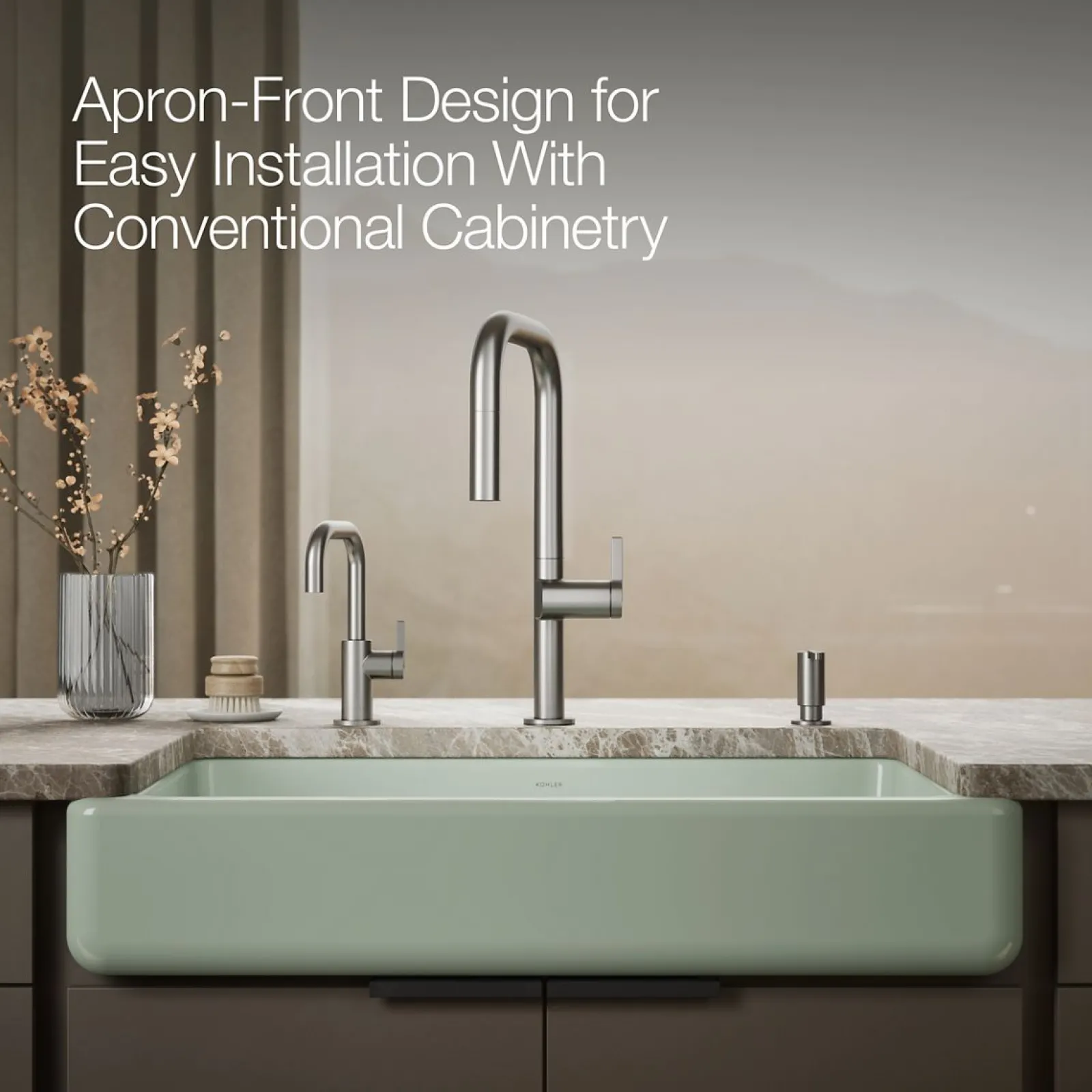 Smart Divide® 35-1/2" undermount double-bowl farmhouse kitchen sink with short apron^Kohler New