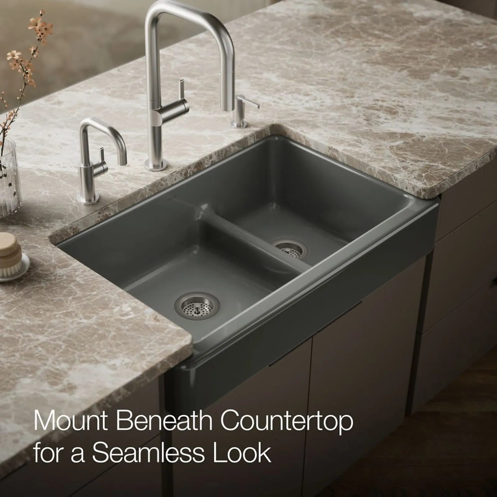 Smart Divide® 35-1/2" undermount double-bowl farmhouse kitchen sink with short apron^Kohler New