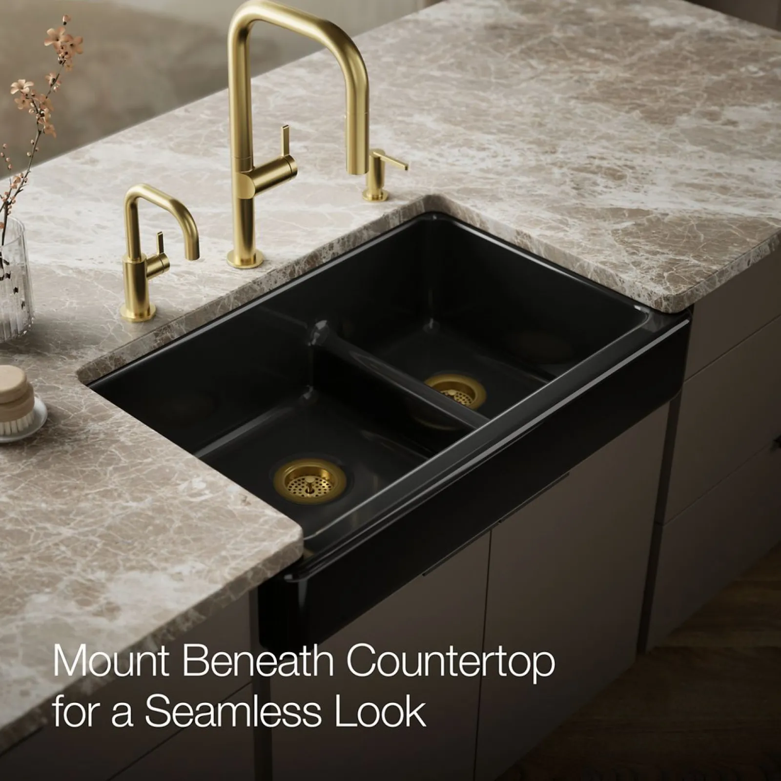 Smart Divide® 35-1/2" undermount double-bowl farmhouse kitchen sink with short apron^Kohler New