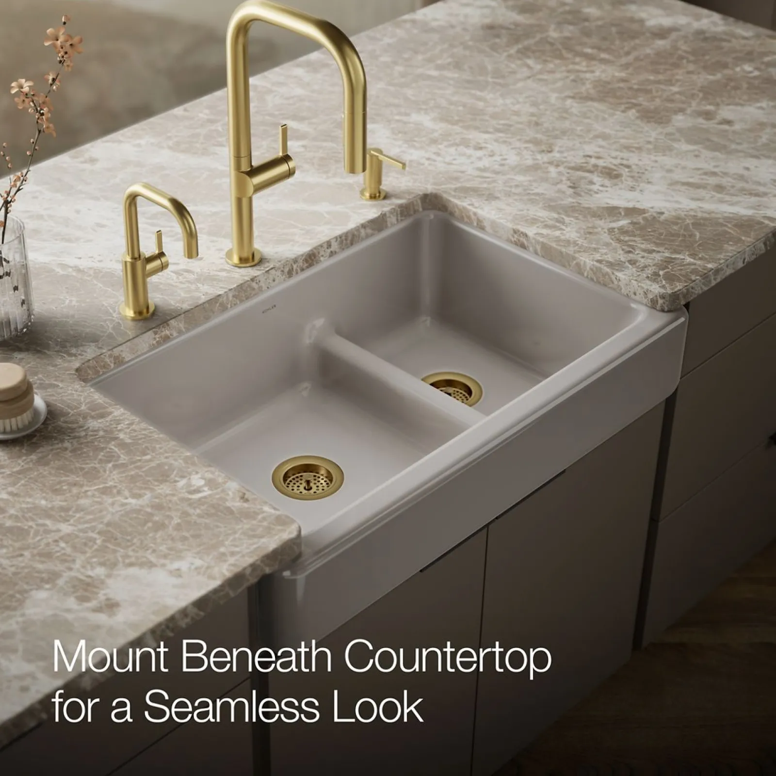 Smart Divide® 35-1/2" undermount double-bowl farmhouse kitchen sink with short apron^Kohler New