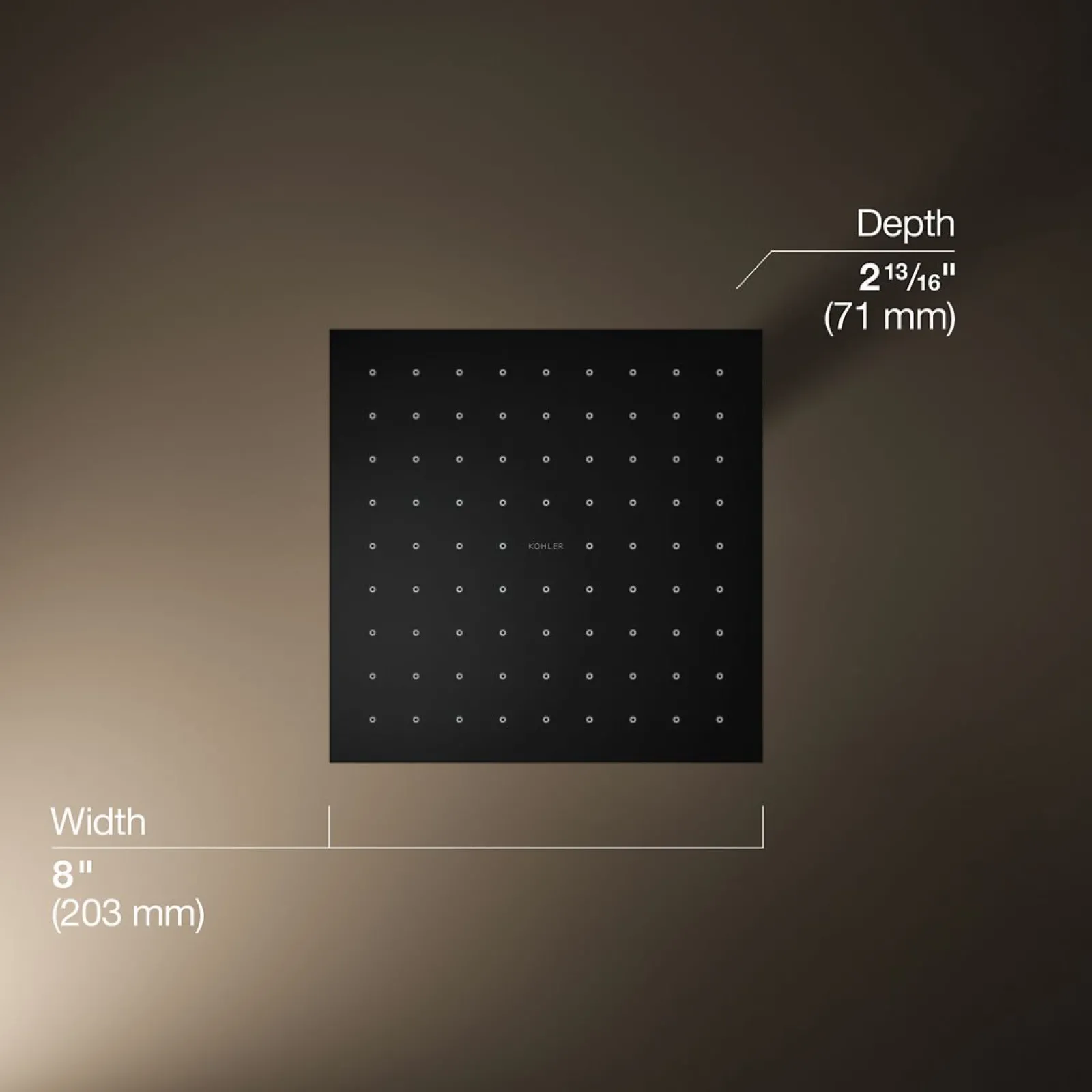 Square 8" single-function rainhead, 2.5 gpm^Kohler