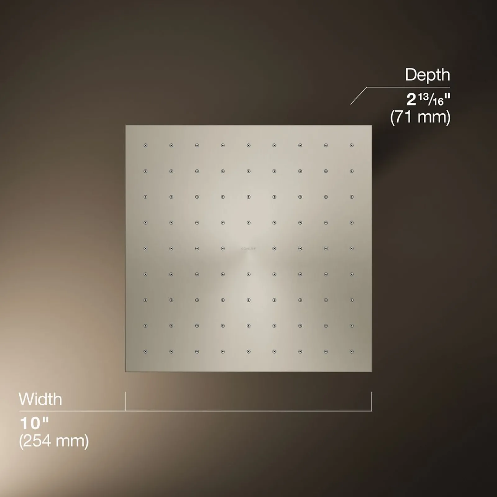 Square 10" single-function rainhead, 1.75 gpm^Kohler Hot
