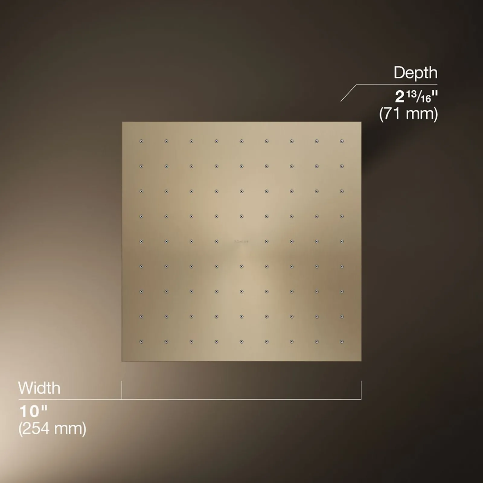 Square 10" single-function rainhead, 1.75 gpm^Kohler Hot