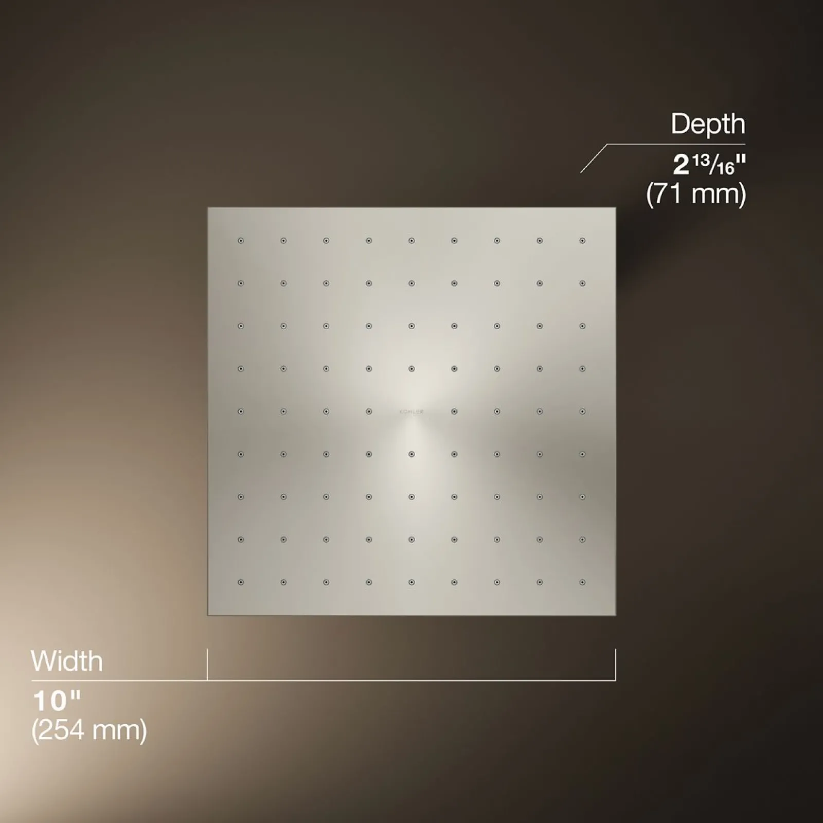 Square 10" single-function rainhead, 1.75 gpm^Kohler Hot