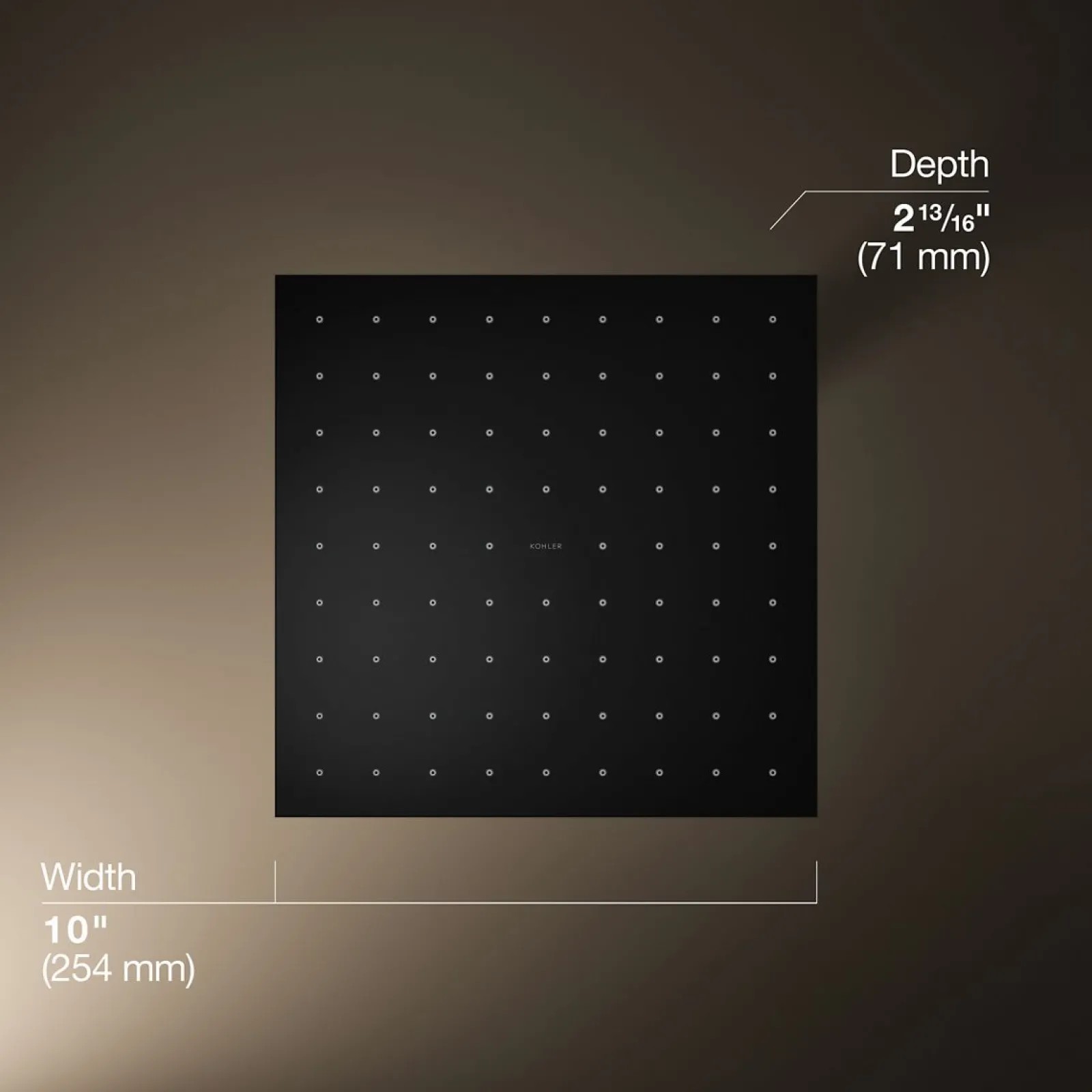 Square 10" single-function rainhead, 1.75 gpm^Kohler Hot