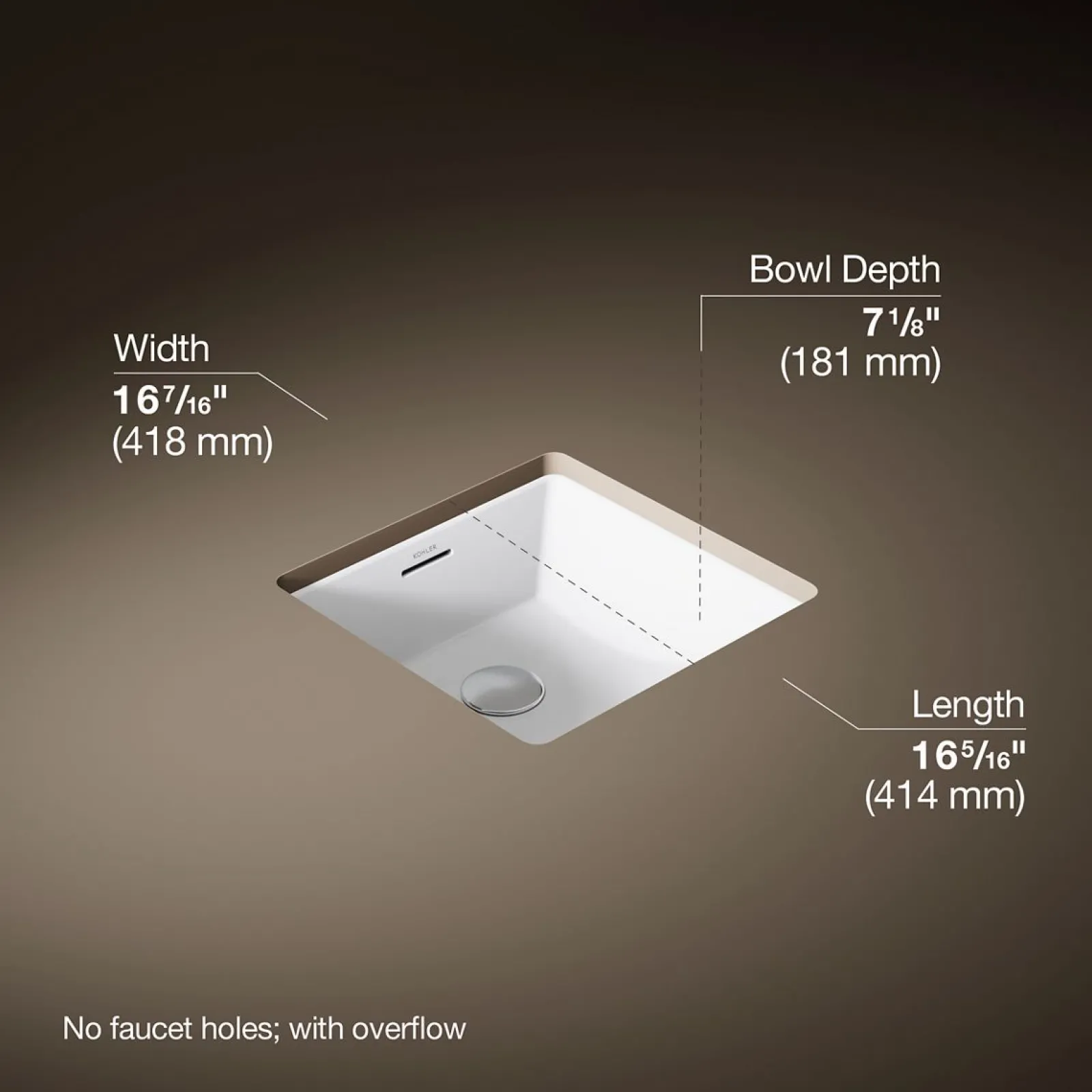 16-1/4" square undermount bathroom sink^Kohler Discount