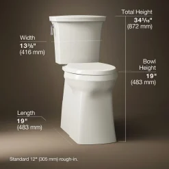 Tall ContinuousClean two-piece elongated toilet with skirted trapway, 1.28 gpf^Kohler Sale