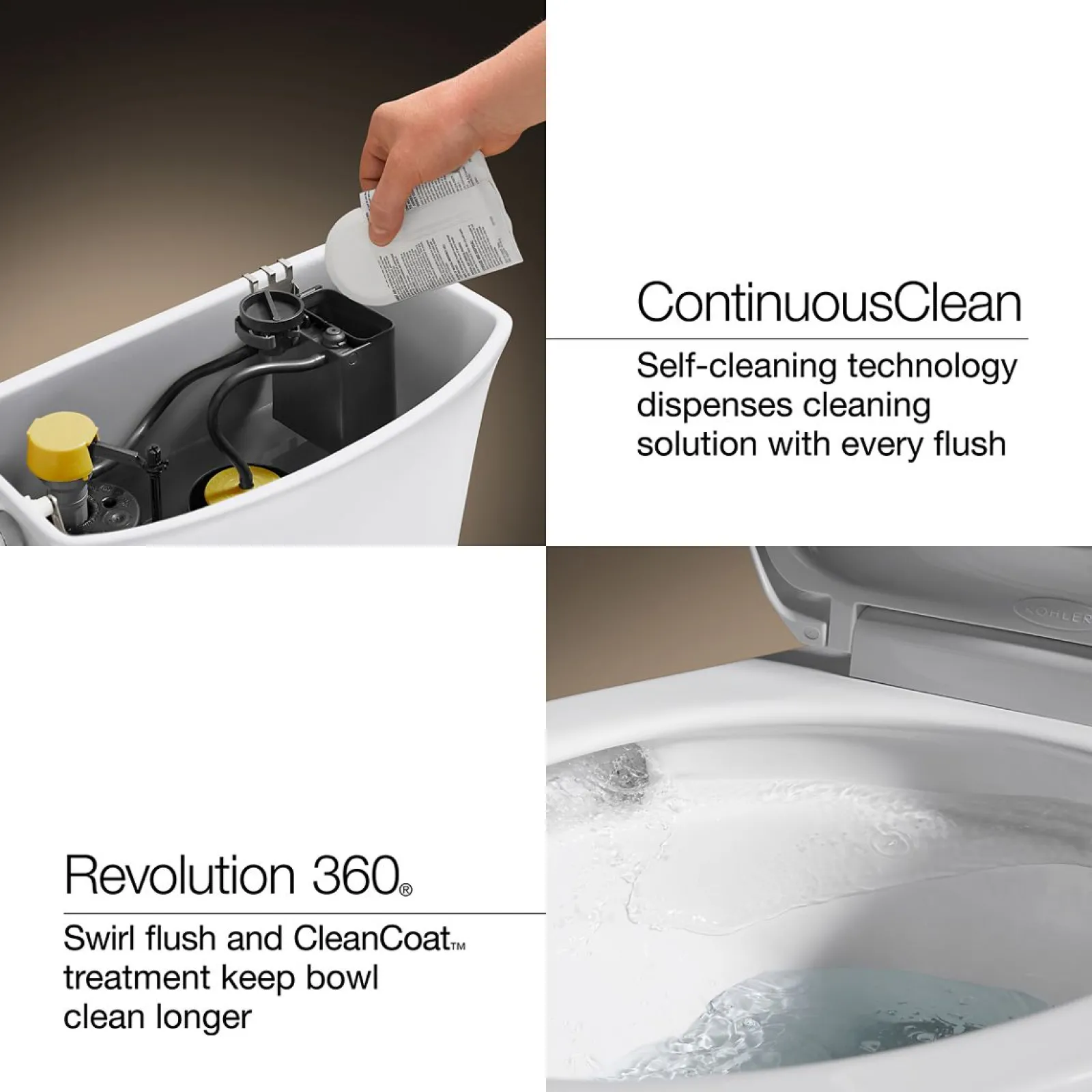 Tall ContinuousClean two-piece elongated toilet with skirted trapway, 1.28 gpf^Kohler Sale