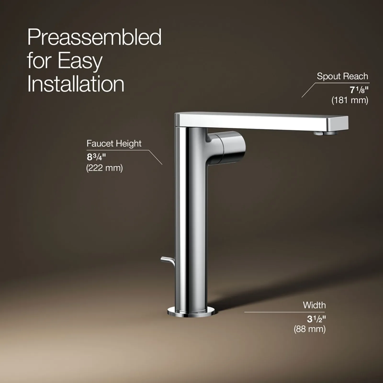 Tall single-handle bathroom sink faucet with Cylindrical handle, 1.2 gpm^Kohler Discount