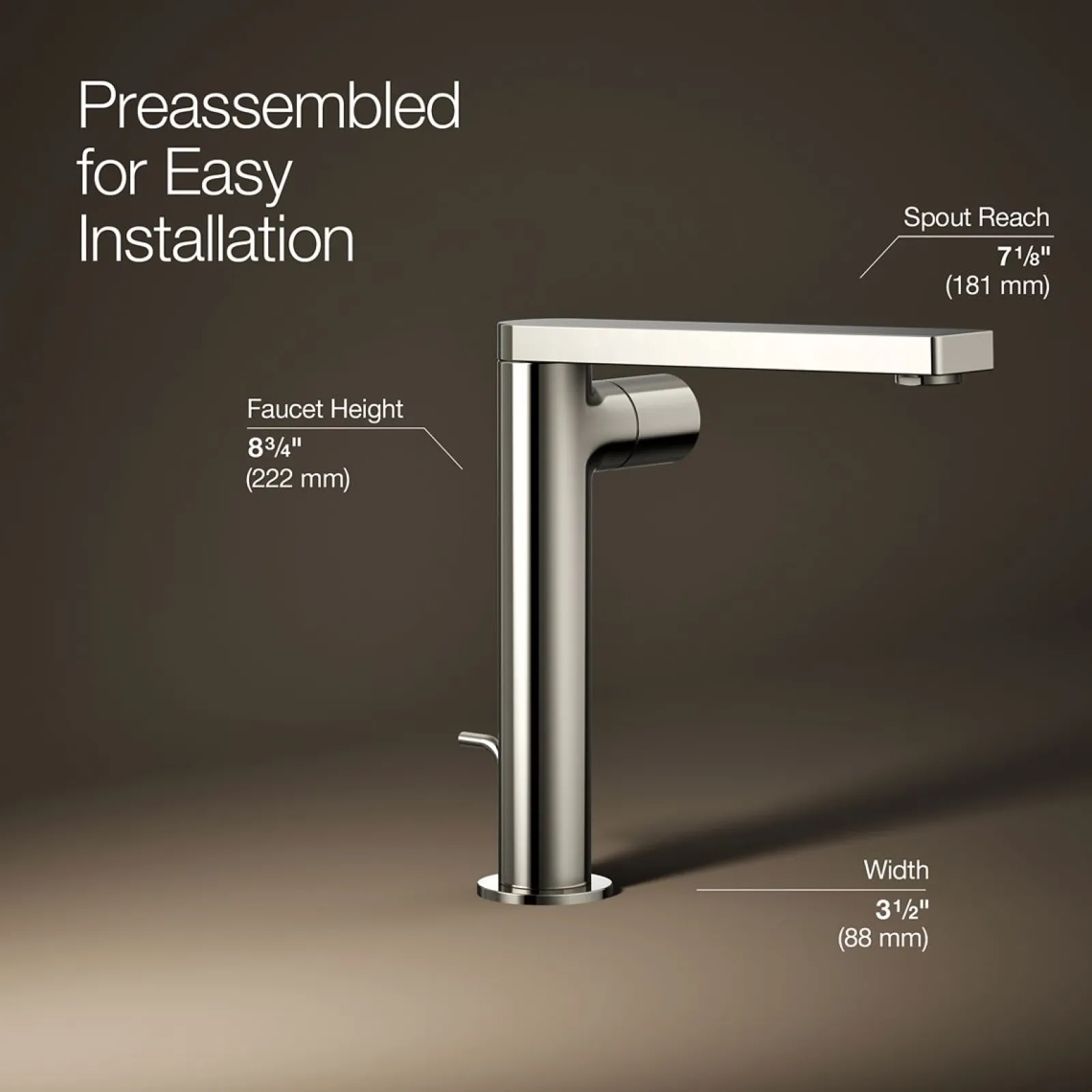 Tall single-handle bathroom sink faucet with Cylindrical handle, 1.2 gpm^Kohler Discount