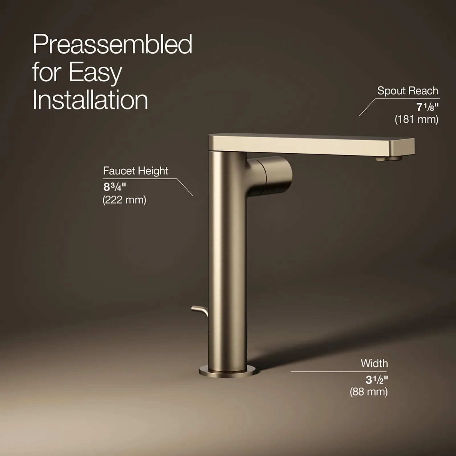 Tall single-handle bathroom sink faucet with Cylindrical handle, 1.2 gpm^Kohler Discount