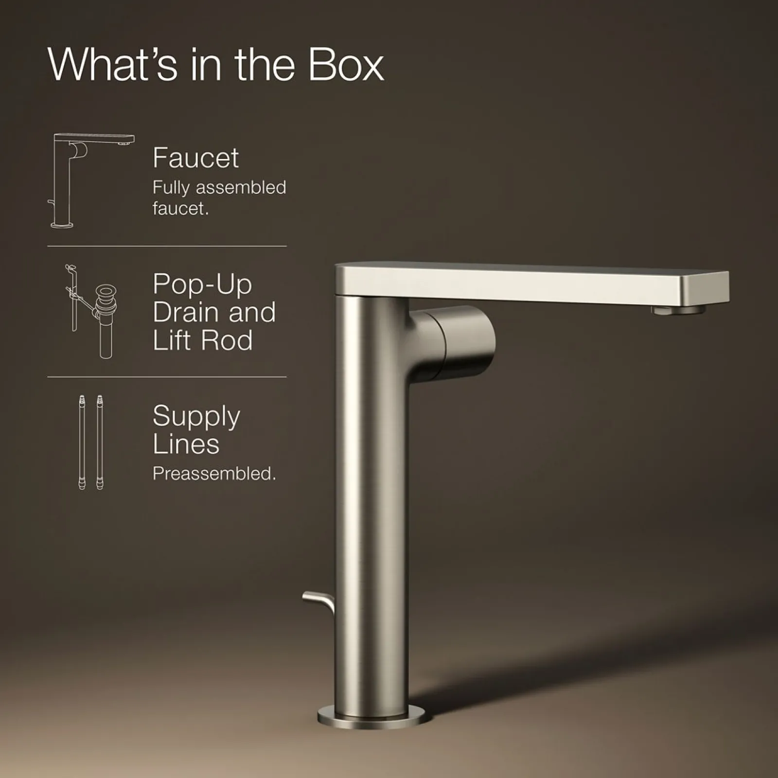 Tall single-handle bathroom sink faucet with Cylindrical handle, 1.2 gpm^Kohler Discount