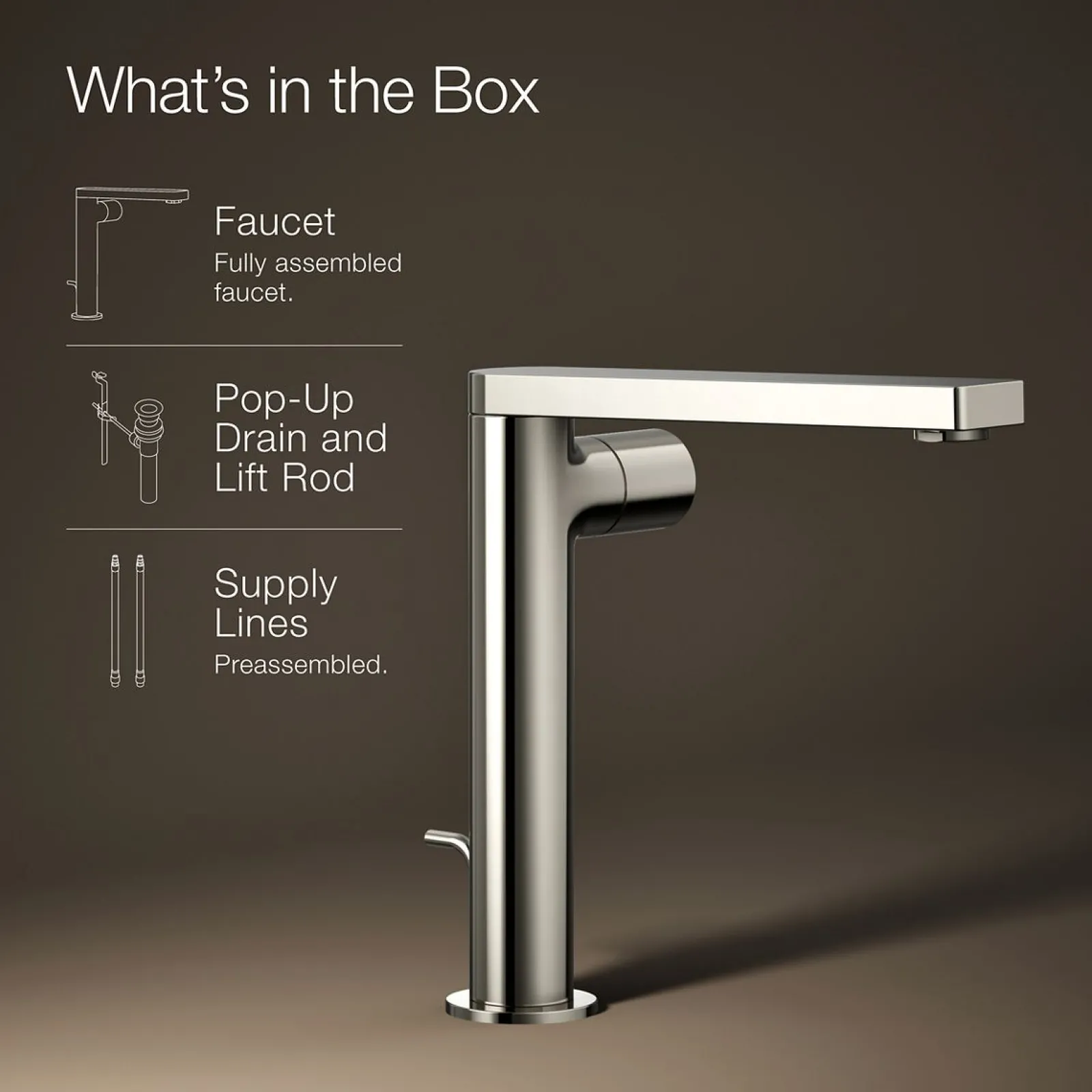 Tall single-handle bathroom sink faucet with Cylindrical handle, 1.2 gpm^Kohler Discount
