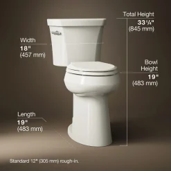 Tall two-piece elongated toilet, 1.28 gpf^Kohler Clearance