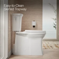 Tall two-piece elongated toilet with skirted trapway, 1.28 gpf^Kohler Hot