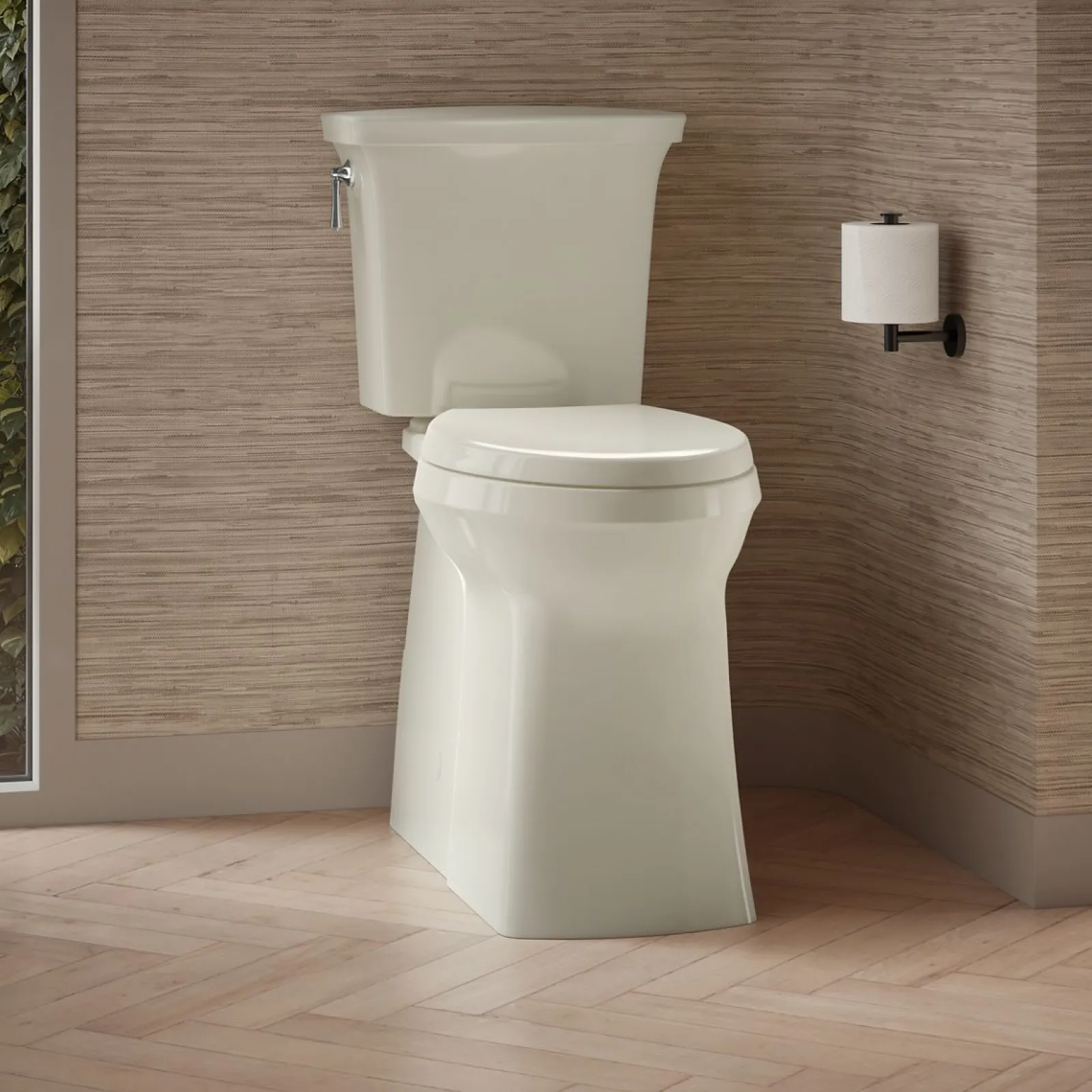 Tall two-piece elongated toilet with skirted trapway, 1.28 gpf^Kohler Hot