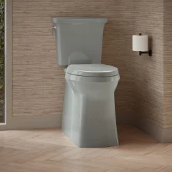 Tall two-piece elongated toilet with skirted trapway, 1.28 gpf^Kohler Hot