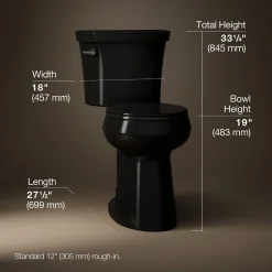 Tall two-piece round-front toilet, 1.28 gpf^Kohler