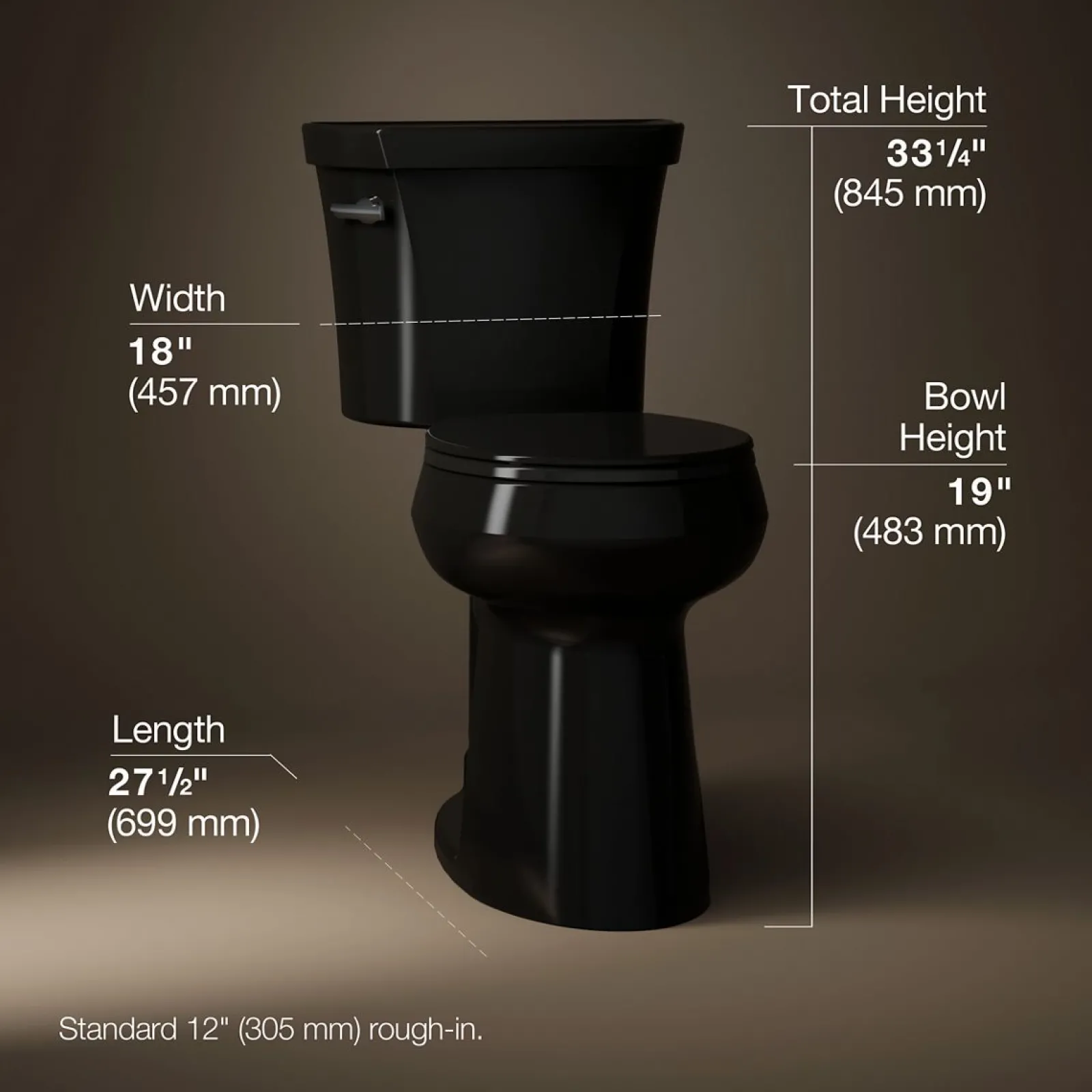 Tall two-piece round-front toilet, 1.28 gpf^Kohler