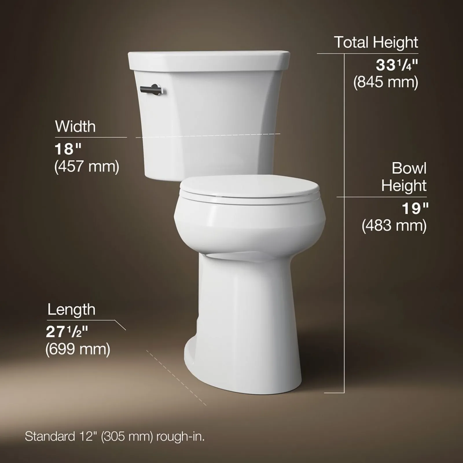 Tall two-piece round-front toilet, 1.6 gpf^Kohler
