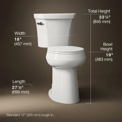 Tall two-piece round-front toilet, 1.6 gpf^Kohler