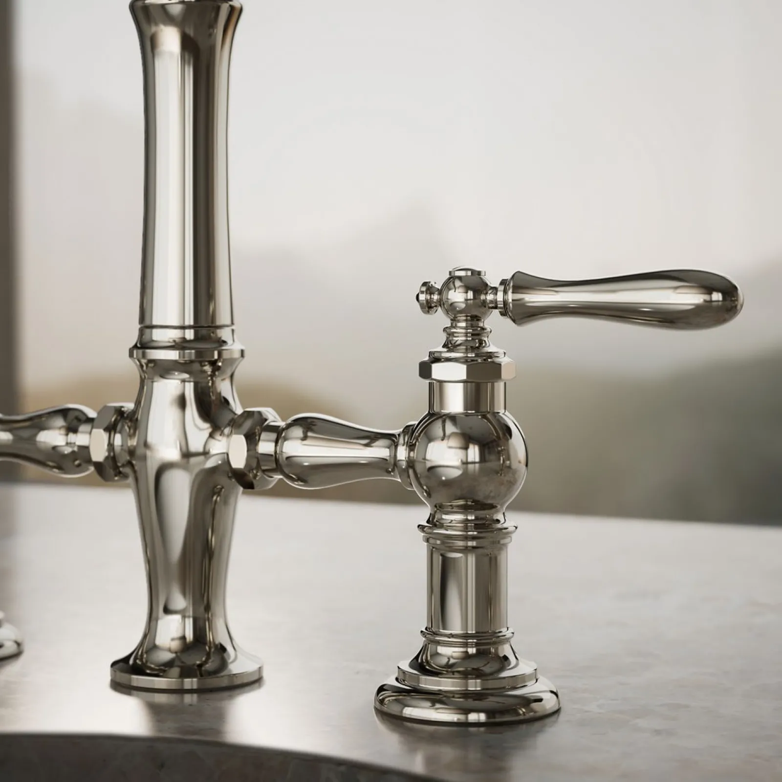 Three-hole bridge bar sink faucet with side sprayer^Kohler Outlet