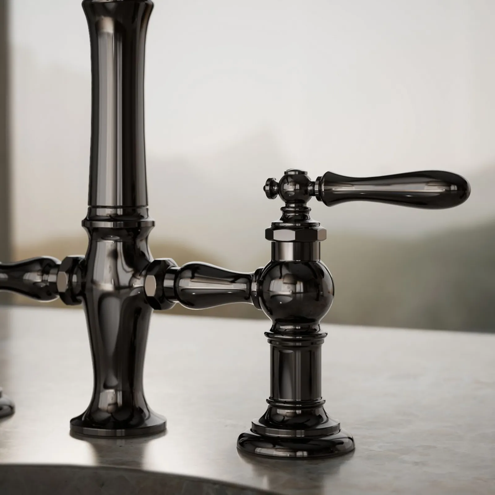 Three-hole bridge bar sink faucet with side sprayer^Kohler Outlet