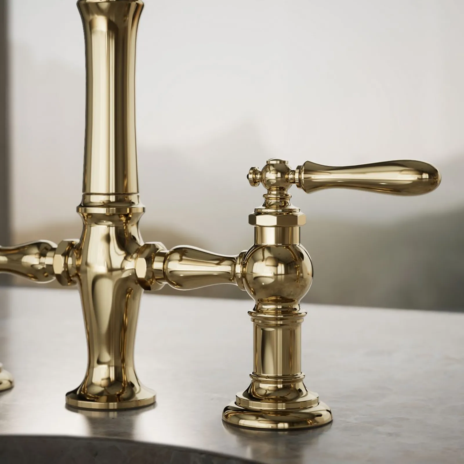 Three-hole bridge bar sink faucet with side sprayer^Kohler Outlet
