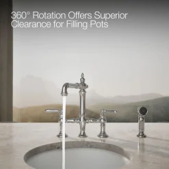 Three-hole bridge bar sink faucet with side sprayer^Kohler Outlet